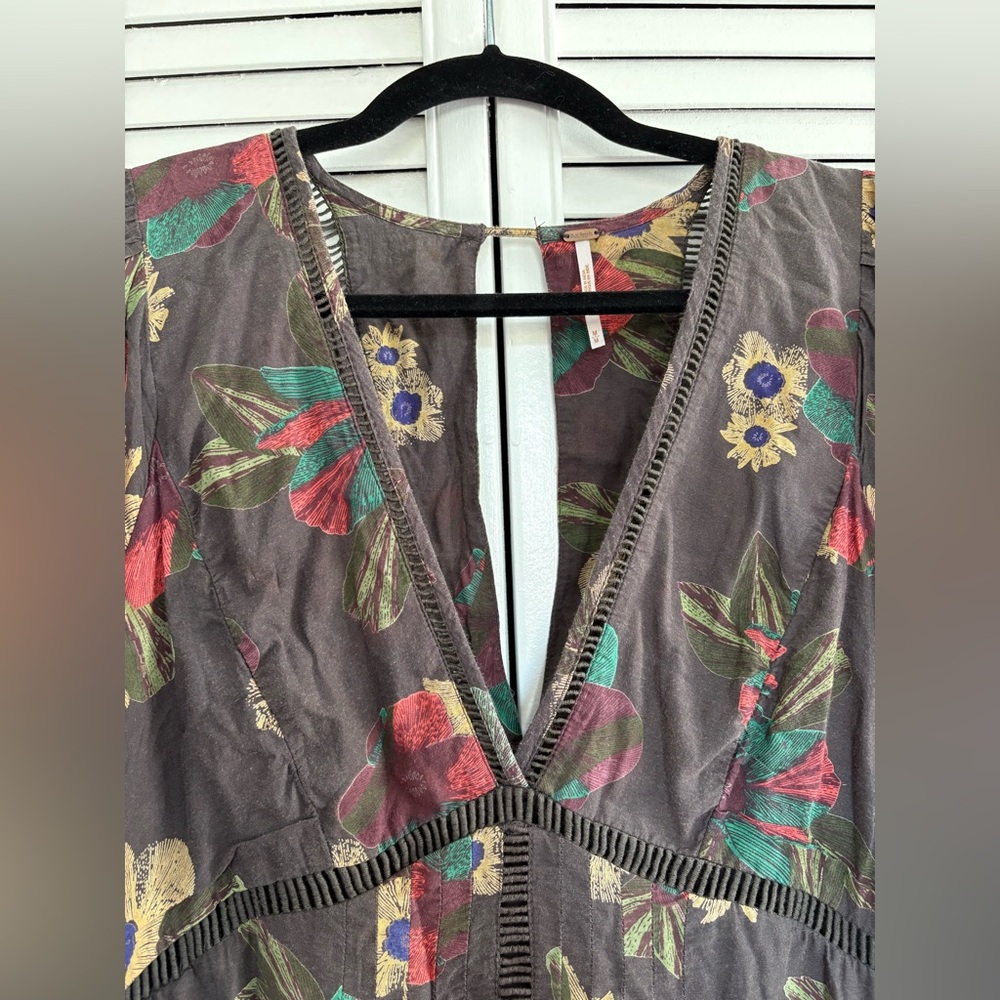 🌼 Free People Strawberry Fields Floral Tunic Mini Dress | Size M - Picture 6 of 16